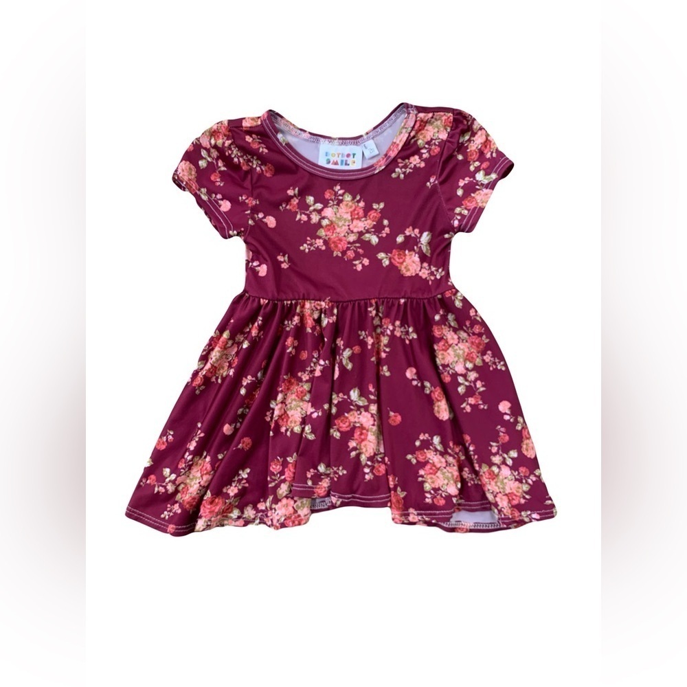 Dot Dot Smile Size 6/12 Months Maroon Floral Dress